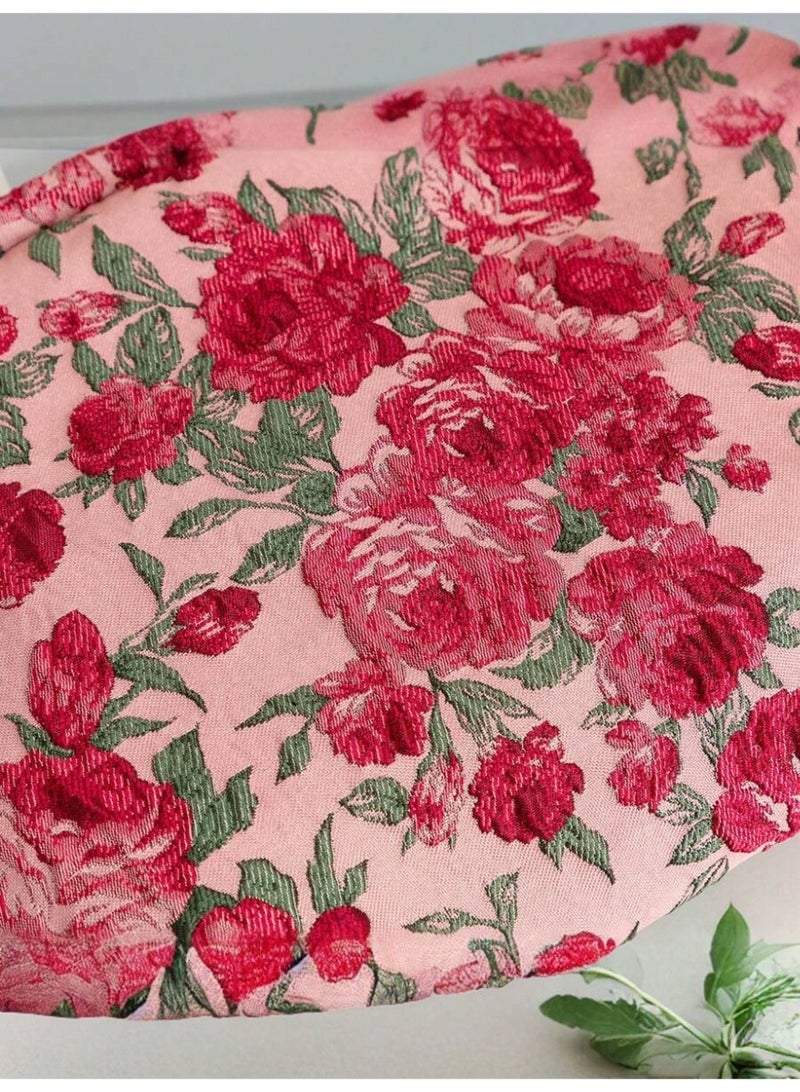 حقيبة كبيرة مكياج بنقشة ورود كلاسيكية – شنطة تجميل قماشية أنيقة للاستخدام اليومي والسفر - Image 3